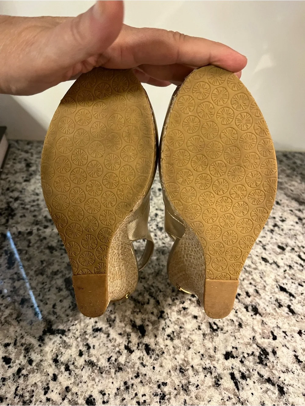 Lilly Pulitzer Kristen Gold Sling Back Open Toe Wedge Sandal